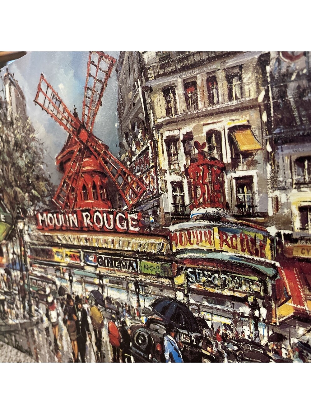 Louis Moulin Rouge Paris French Cafe Street Scene Art Print Landscape 1980 - Picture 5 of 6